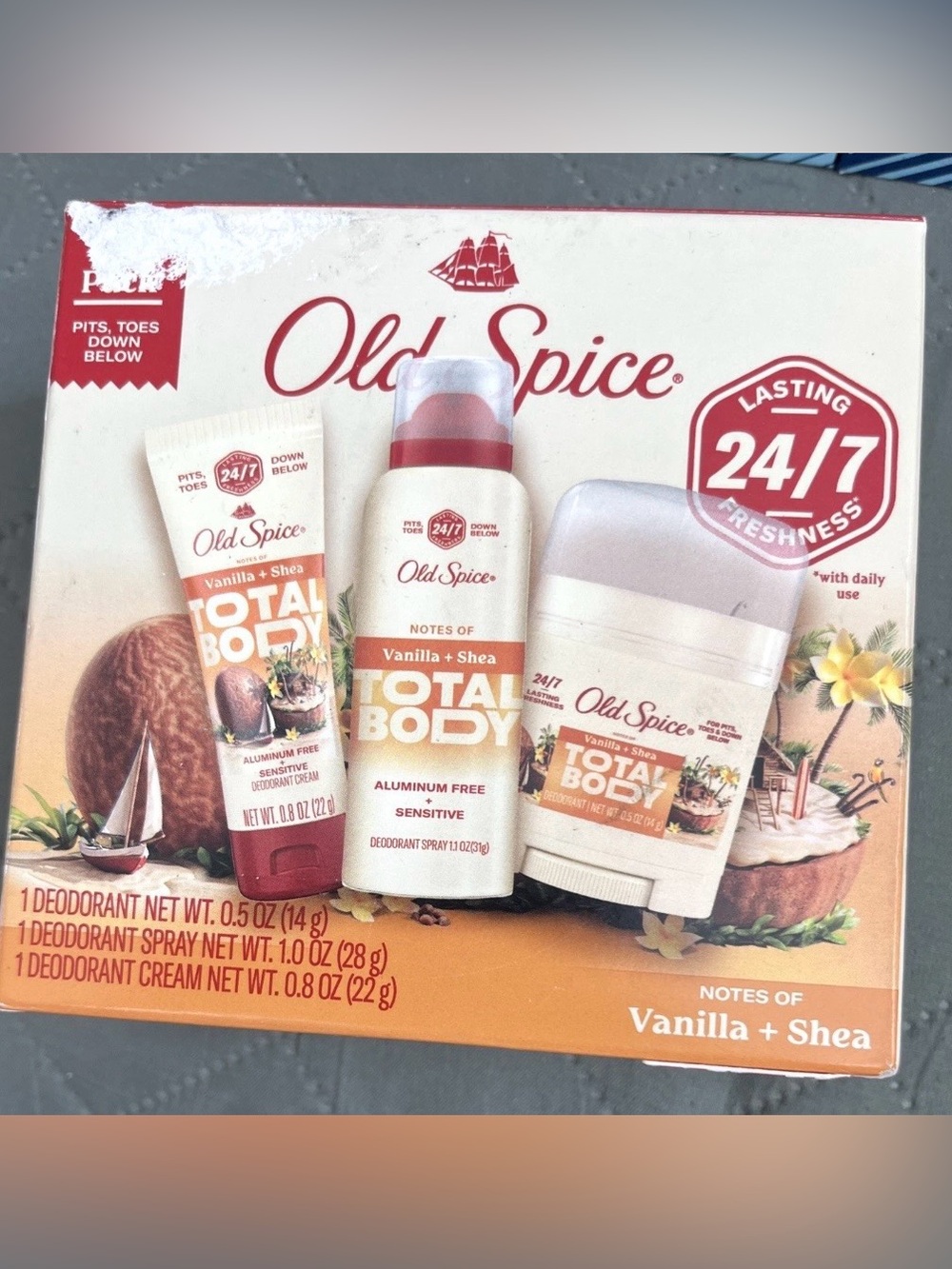 Old Spice Whole Body Deodorant for Men, Total Body Vanilla + Shea Trial Pack